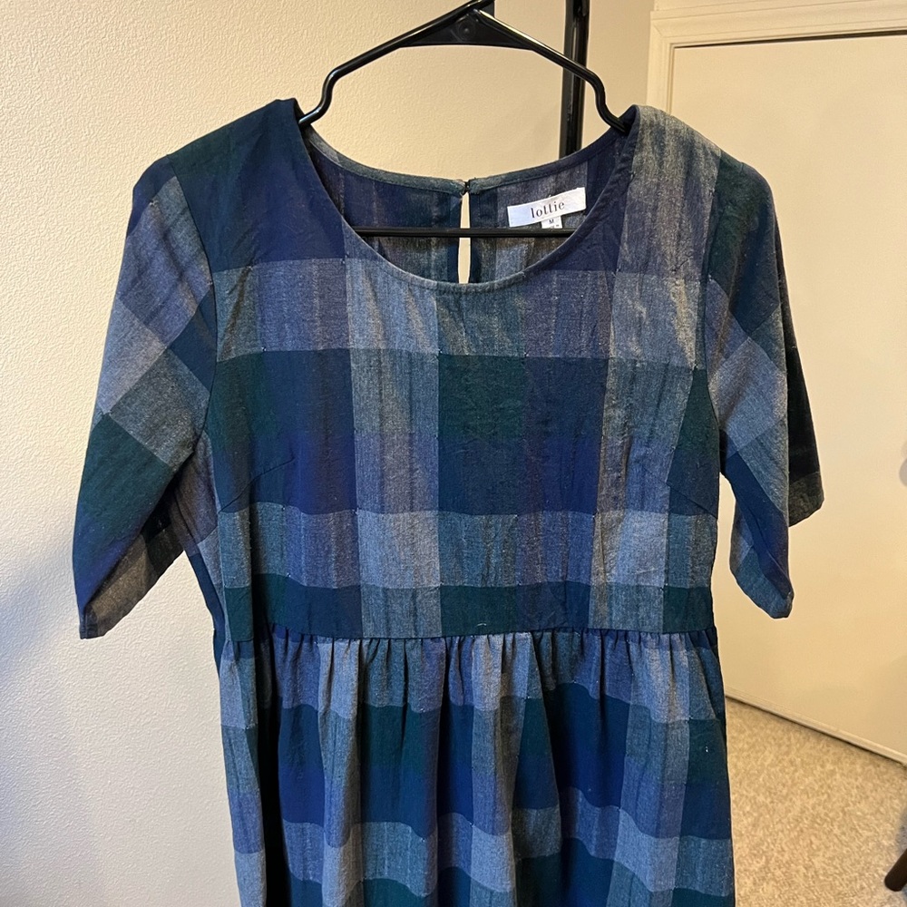 Plaid Midi Dress with Pockets